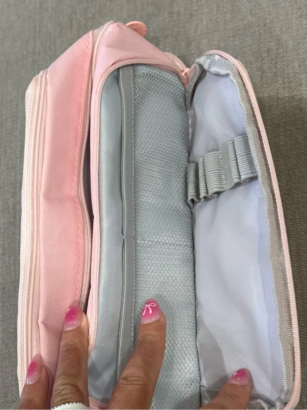 Pink Multi Compartment Organizer Bag / Pencil Pouch